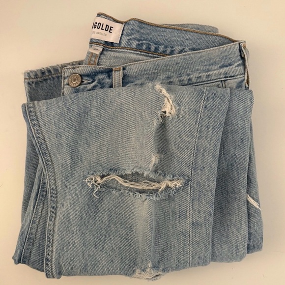 AGOLDE Jamie Distressed Light Blue Jeans - Picture 4 of 9